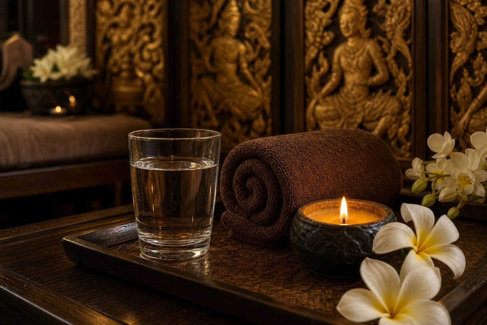Guest resting quietly in a relaxation space after a treatment