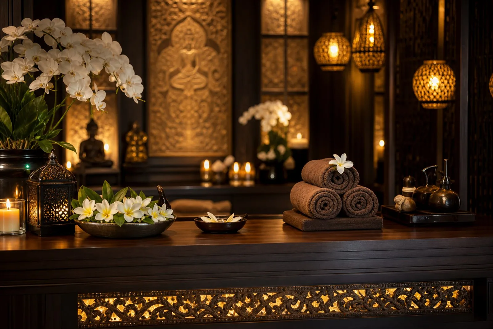 Guest sitting calmly in a spa waiting area before a treatment