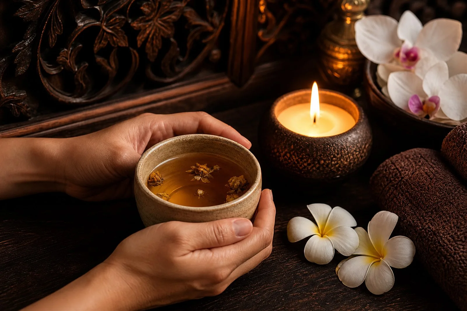 Quiet self-care moment with a warm drink and soft daylight