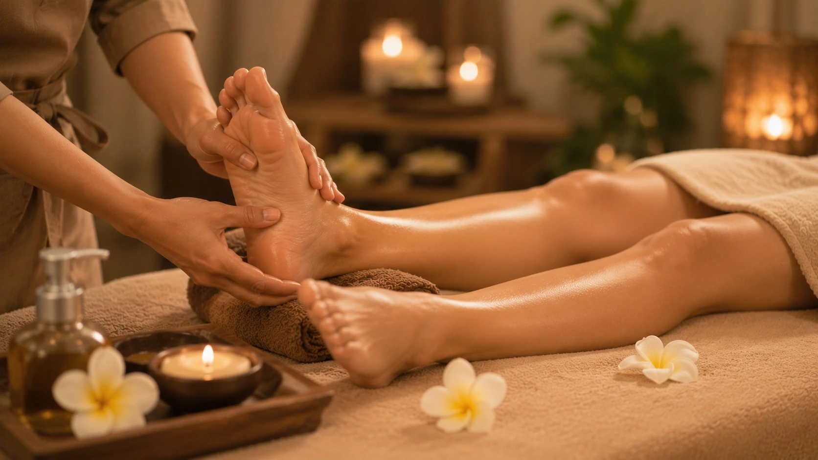Relaxing leg massage at Siri Thai Spa