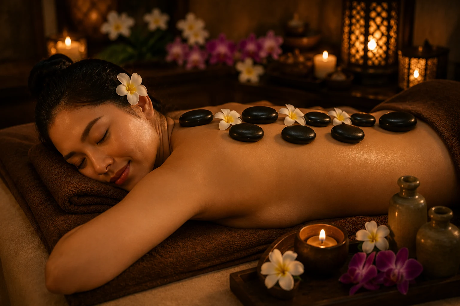 Calming spa decor detail