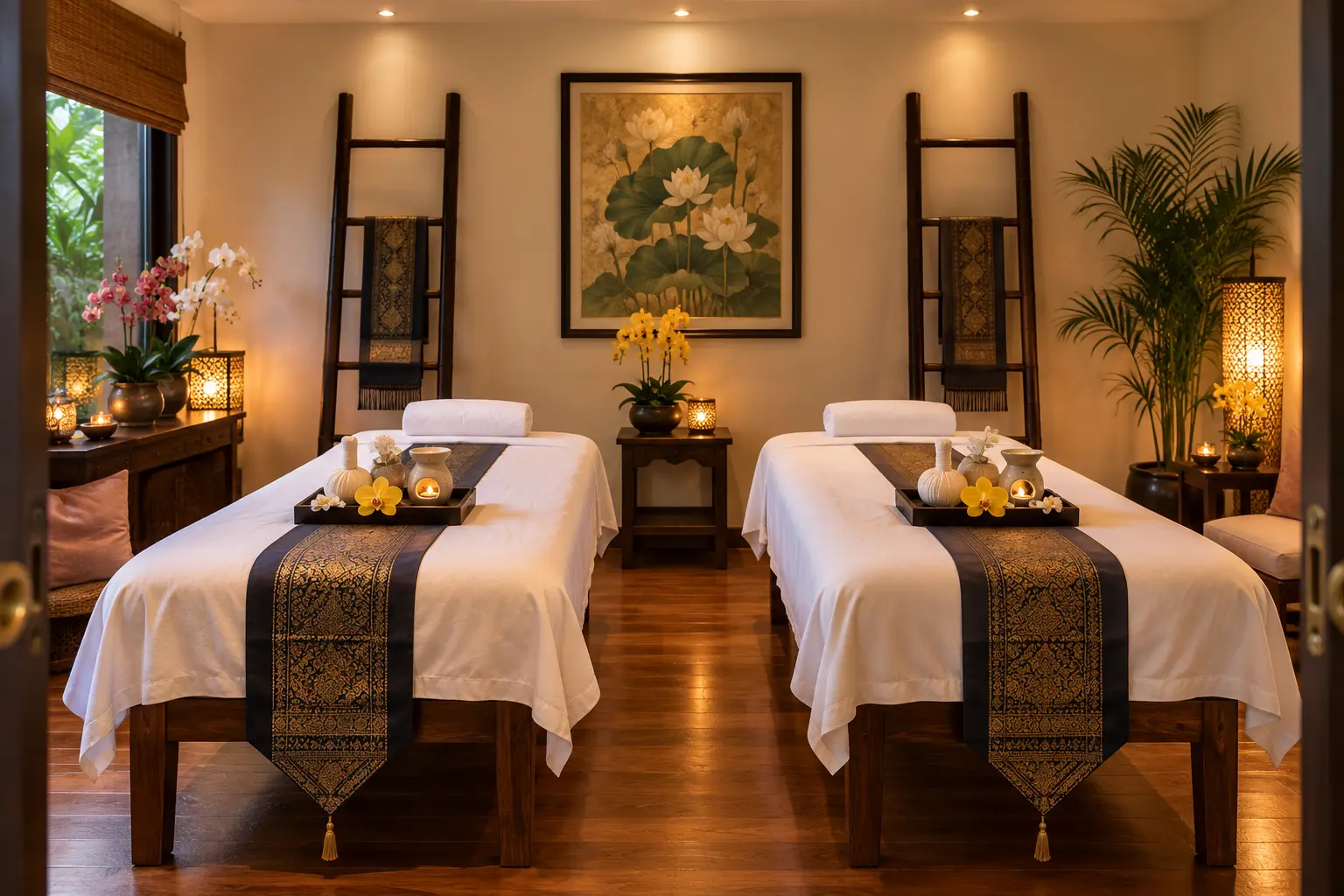 Treatment room for two at Siri Thai Massage and Spa Mt Wellington